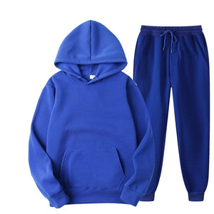Premium Royal Blue Men's Tracksuit Fleece-Lined <b>Hoodie</b> Tapered Joggers Casual Style Breathable Eco-Friendly Lightweight Design - Product Image 1