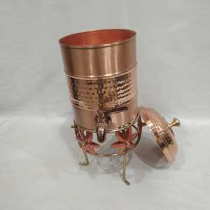 Copper Hammered Eco-Friendly Drink Dispenser with Lid Modern Style Large Capacity for Home Wedding Use - Product Image 6