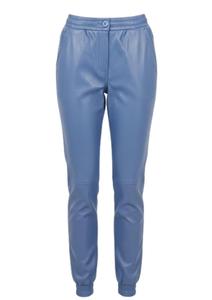 Women's Blue Hooded Moto <b>Jacket</b> with Full Zip and Pockets Regular Sleeves Windproof Unlined and Slim Fit - Product Image 5