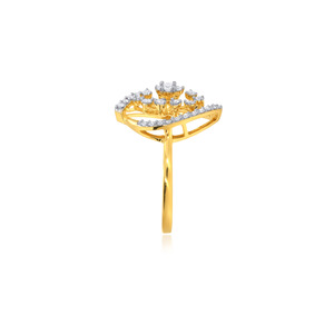 Bague Halo en Diamant de Laboratoire Leafy Bloom en Or Jaune 18K avec Pavé-Cushion et Filigrane Intricat pour Mariage et Anniversaire - Product Image 4