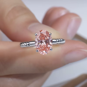 Women's 925 Silver Oval Cut Morganite Engagement Ring Prong Setting Romantic Style - Product Image 5
