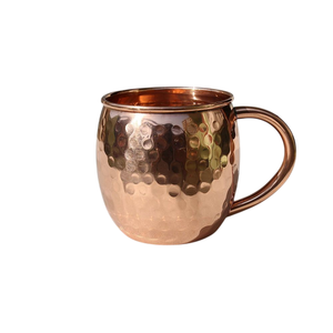 Modern Solid <b>Copper</b> Hammered Mule Mug Stainless Steel Lined <b>Copper</b> Plated Beer Cocktail <b>Cup</b> With Brass Handle For Bar & Home Use - Product Image 3