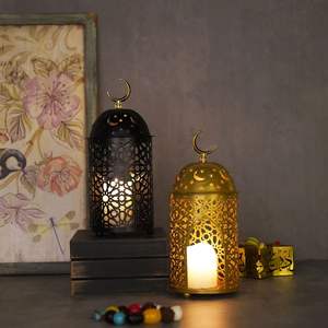 Islamic Metal <b>Lantern</b> Candle Holder <b>Set</b> Moon Star Design Ramadan Eid Decorative Light for Home Table Decor - Product Image 4