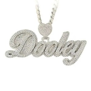 Iced Out Moissanite Letter Name <b>Pendant</b> 925 <b>Silver</b> Rhodium Plated Hip Hop Style Jewelry Rapper Bling <b>Initial</b> Letter <b>Pendant</b> - Product Image 4