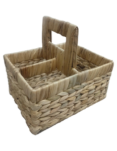 Water Hyacinth <b>Wicker</b> <b>Storage</b> <b>Basket</b> Rectangular Organizer Bin with Built In Handle for Bathroom Kitchen Living Room - Product Image 1