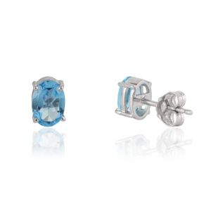 Hot Selling 925 <b>Sterling</b> <b>Silver</b> 100% Genuine Oval Cut Blue Topaz Fine <b>Stud</b> Earrings For Women's Daily Wear Jewelry - Product Image 5