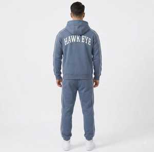 Ensemble de survêtement respirant pour homme Hawk Eye Sports, sweat à capuche en molleton fin 300g, coupe ajustée, avec fermeture boutonnée sur toute la longueur - Product Image 5