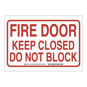 Panneau de sécurité pour porte coupe-feu Brady - Tenir fermé, ne pas bloquer - 7x10 pouces - Product Image 2