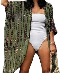 Kimono de plage 100% coton pour femmes robe caftan ample pour vêtements de villégiature tour de taille naturel tissé couverture lavable vêtements de plage - Product Image 1