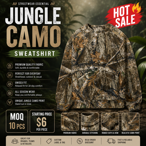Sweat-shirt camouflage en molleton 100 % coton pour homme – Pull épais et ample pour la chasse, idéal pour l'automne |   Vente en gros OEM - Product Image 2