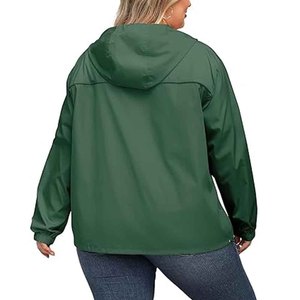 Green Hooded Puffer <b>Jacket</b> Women <b>Plus</b> <b>Size</b> Waterproof Zipper Closure Casual Outerwear Autumn Windbreaker Coat - Product Image 2