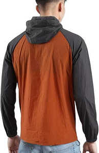 Men's Hooded Windproof Jacket Color Blocking Orange Black Polyester Casual Autumn Outdoor Zipper Closure Regular Fit - Product Image 2