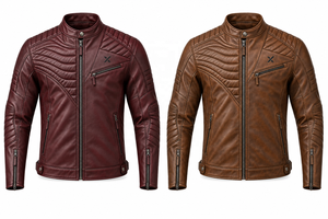 Chaqueta de Motocicleta Híbrida Acolchada de Cuero |   Marrón carbón Borgoña |   Fabricante OEM ODM |   Diseño de Calidad Premium |   Transpirable - Product Image 5