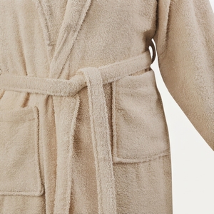 Women's Classic Terry <b>Robe</b> 100% Cotton Soft Solid Color Long Sleeve V-neck Knee Length Autumn Wear - Product Image 4