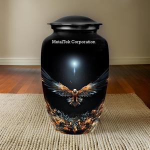 Urnes funéraires en métal style Aigle Volant Étoile Argentée pour cendres, pour hommes et femmes adultes, décoratives, fournitures funéraires, pots commémoratifs pour cendres - Product Image 1