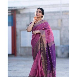 Attractive Banarasi Silk <b>Gold</b> Zari Weaving Work Saree with Unstitched <b>Blouse</b> and Onion - Product Image 1