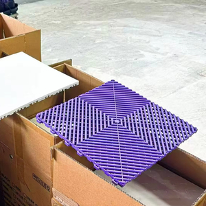 Colorful Interlocking Anti-Slip SPC <b>Plastic</b> Garage Floor Tiles with Graphic Design for Indoor Use in Car Detailing Shop Workshop - Product Image 2