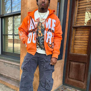 Sudadera con Capucha Personalizada de Invierno para Hombre, con Cierre, Forro Polar, Bordado Digital Y2K, Estilo Urbano, Secado Rápido y Transpirable - Product Image 4