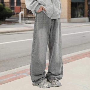 Jeans baggy streetwear pour hommes, coupe ample, jambe large, denim délavé vintage, style hip-hop, fournisseur en gros - Product Image 2