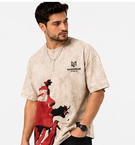 T-shirt délavé à l'acide de couleur unie, meilleur design, faible MOQ, 100 % coton, couleur personnalisée, style Hip Hop pour hommes, OEM - Product Image 5