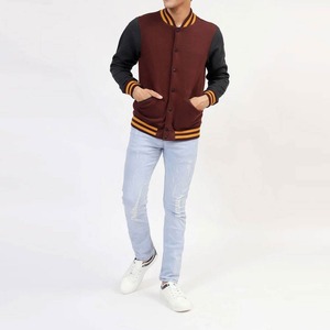 High Street Style Unisex Hooded Varsity <b>Jacket</b> <b>Slim</b> <b>Fit</b> Oversize Fashionable Patchwork Front Custom Logo with Wool Sleeves - Product Image 5