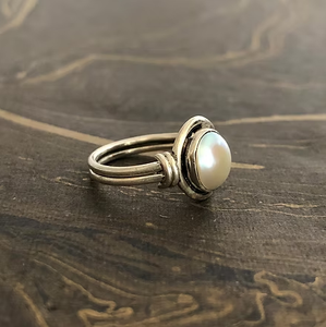 Unisex Anti Tarnish Minimalist <b>925</b> <b>Silver</b> Oval Shape Pearl <b>Ring</b> Trendy Design Daily Wear Jewelry - Product Image 3
