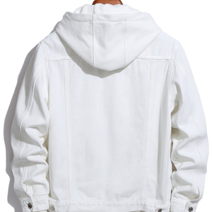 Vestes en toile denim unies de haute qualité pour hommes, blanches, unisexes, 100% coton, logo sur le devant - Product Image 3