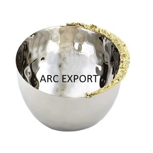 Diseño atractivo Espejo Pulido Decoración de la boda Tazón de comida Metal martillado Tamaño mediano Tazón único con mango de diseñador - Product Image 1