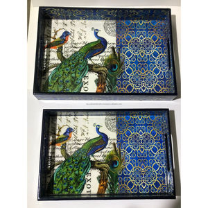 Galerie en bois imprimée décorative rectangulaire personnalisée Décoration de plateau de fleurs de fruits secs rembourré vintage - Product Image 1