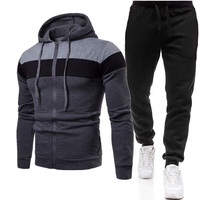 Vêtements de sport pour hommes avec logo personnalisé de haute qualité Ensemble de pantalons de survêtement à capuche doublés en polaire 3 tons personnalisés avec bloc de couleurs pour hommes