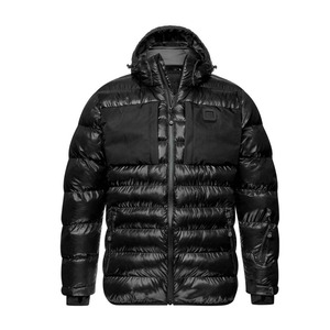 OEM Wholesale Men's <b>Hooded</b> Puffer Jacket Black Down Filled Windproof Casual Winter <b>Coat</b> <b>with</b> Zipper Closure Regular Fit - Product Image 1