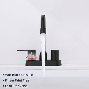 Rubinetti per Bagno RV Nero Opaco con 2 Maniglie, Finitura Nichel Spazzolato, Montaggio a 3 Fori, Scarico a Scomparsa Singolo (Tubo Non Incluso) - Product Image 2