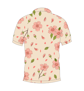 เสื้อโปโลผู้ชายสีเบจพิมพ์ลายดอกไม้สีชมพูแขนสั้นลำลองแฟชั่นฤดูร้อน - Product Image 5