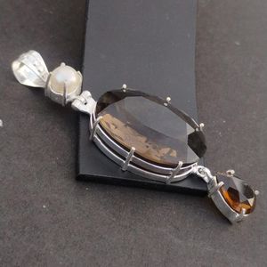 Hermoso Colgante de Cuarzo Perlado Ahumado, Plata de Ley 925, Joyería Hecha a Mano, Regalo para Mujer, Cumpleaños, Diseño Único - Product Image 4
