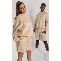 Sudaderas con capucha Pantalones de chándal Conjunto de dos piezas Mujeres y 100% Algodón Sudadera casual + Pantalones Cortos Largos Chándal Jogger Chándal