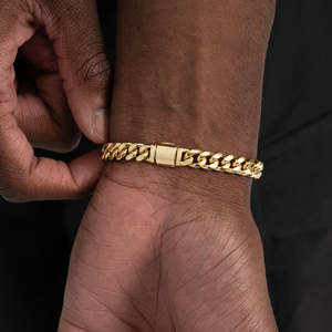 925 Sterling <b>Silver</b> 8MM Miami Cuban Link Bracelet Yellow Gold Plated Hip Hop Chain Bracelet <b>for</b> <b>Men</b> - Product Image 4