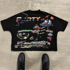 Anti-rides 100% coton personnalisé DTF DTG impression Streetwear Box Cut Tee T Shirt recadrée TShirt surdimensionné Boxy Fit hommes T-Shirt - Product Image 5