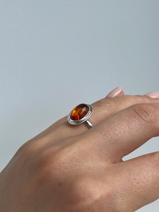 Bague en ambre baltique naturel, argent sterling 925, bague faite à la main, ambre taillé ovale, bijoux en argent, fournisseur en gros - Product Image 2