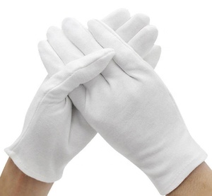 Full Finger White Cotton Etiquette <b>Gloves</b> for Waiters Drivers Jewelry Workers <b>Mittens</b> Sweat Absorption - Product Image 1