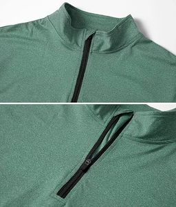 Chemises de sport à manches longues pour hommes, sweat-shirt à demi-zip, hauts de fitness pour le jogging, respirants, compressifs, pour la course à pied - Product Image 5