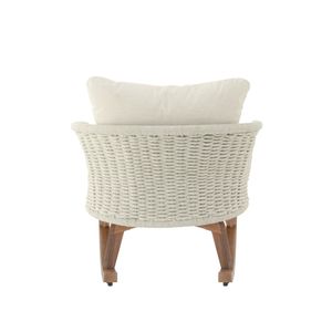 Sedia a Dondolo Contemporanea Minimalista in Vimini Beige con Morbidi Cuscini in Poliestere e Telaio in Legno Resistente per Uso Interno - Product Image 5