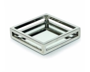 Modern <b>Square</b> Metal Decorative Tray Geometric Design Single Piece Mirror Finish - Product Image 1