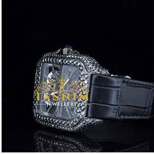 Reloj de Pulsera Cuadrado Simple para Hombre con Diamante Moissanite Negro VVS, Correa de Acero Inoxidable, Chapado en Oro, Cristal de Cuarzo, Deportivo, de Moda, 41 mm - Product Image 2