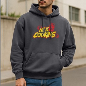 Sweat-shirt à capuche gris imprimé personnalisé pour homme, coupe classique, molleton décontracté, logo imprimé sur le devant, unisexe, streetwear d'hiver - Product Image 5