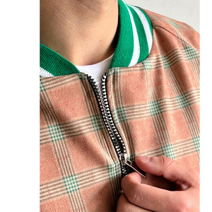 Ensemble de survêtement à carreaux personnalisé pour homme, manches longues, fermeture éclair, style décontracté, respirant, polyester et coton, pour l'automne - Product Image 5