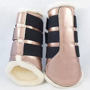 Bottes de protection pour chevaux, couleur unie, matériau en polaire, design rose pailleté pour la protection des jambes des chevaux - Product Image 3