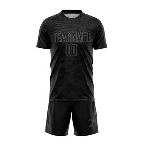 Ensembles de vêtements de football unisexes en gros avec découpe automatisée, respirants, à séchage rapide, manches courtes, logo personnalisé, uniforme de football d'été - Product Image 1