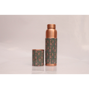 Premium Pure Copper Water Bottle and Glass Set Meena Printed Digital Design Jointless Ayurvedic Vessel for Health & Wellness - Product Image 5