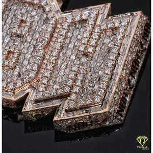 Pendentif personnalisé « NBN » en moissanite et diamant taille baguette, collier hip-hop, bijou de luxe, cadeau - Product Image 6
