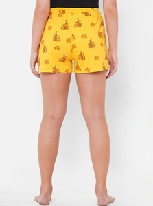 Shorts de Algodón Estampados Amarillos para Mujer, con Cintura Ajustable con Cordón, Tejido Casual, Transpirable, Corte Regular - Product Image 4